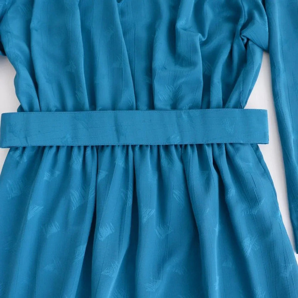 Vintage Teal Midi  Dress with Shoulder Pads & Belt - Picture 10 of 14